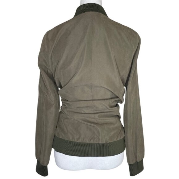 Be Cool Women's Lightweight Bomber Jacket Zip Up Olive Green Normcore Sz S - Picture 4 of 8